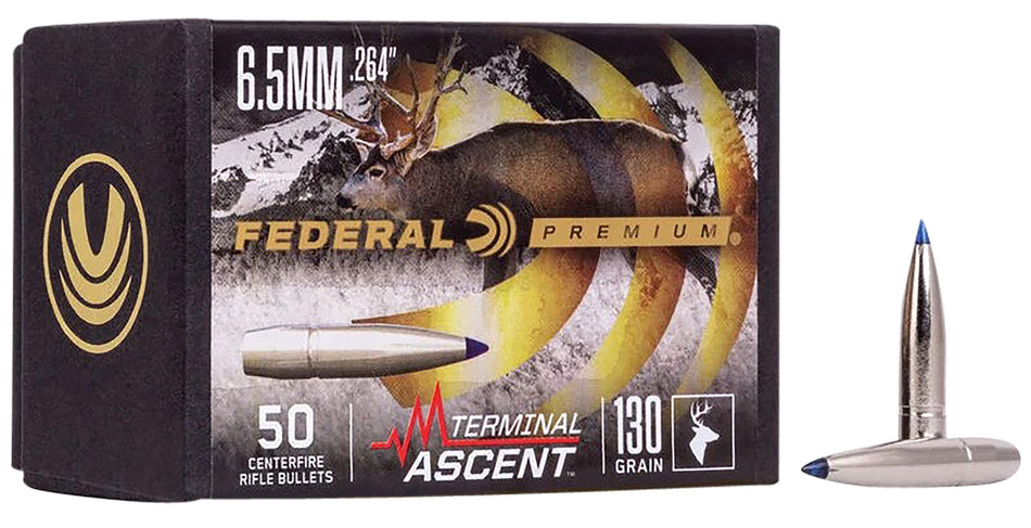 Federal PB264TA1 Premium Terminal Ascent Component 6.5mm 130gr Bullets 50/Box