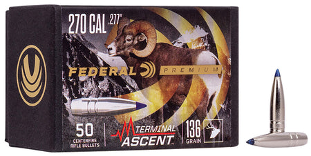 Federal PB277TA1 Premium Terminal Ascent Component 270 Win 136gr Bullets 50/Box