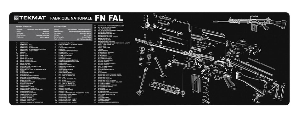TekMat 36" FN-FAL Parts Diagram Rubber Cleaning Mat Black/White 12"x36"