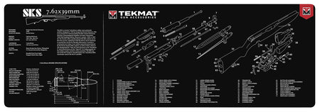 TekMat Oversized SKS Gun Cleaning Mat 12"x36" Rubber with SKS Parts Diagram