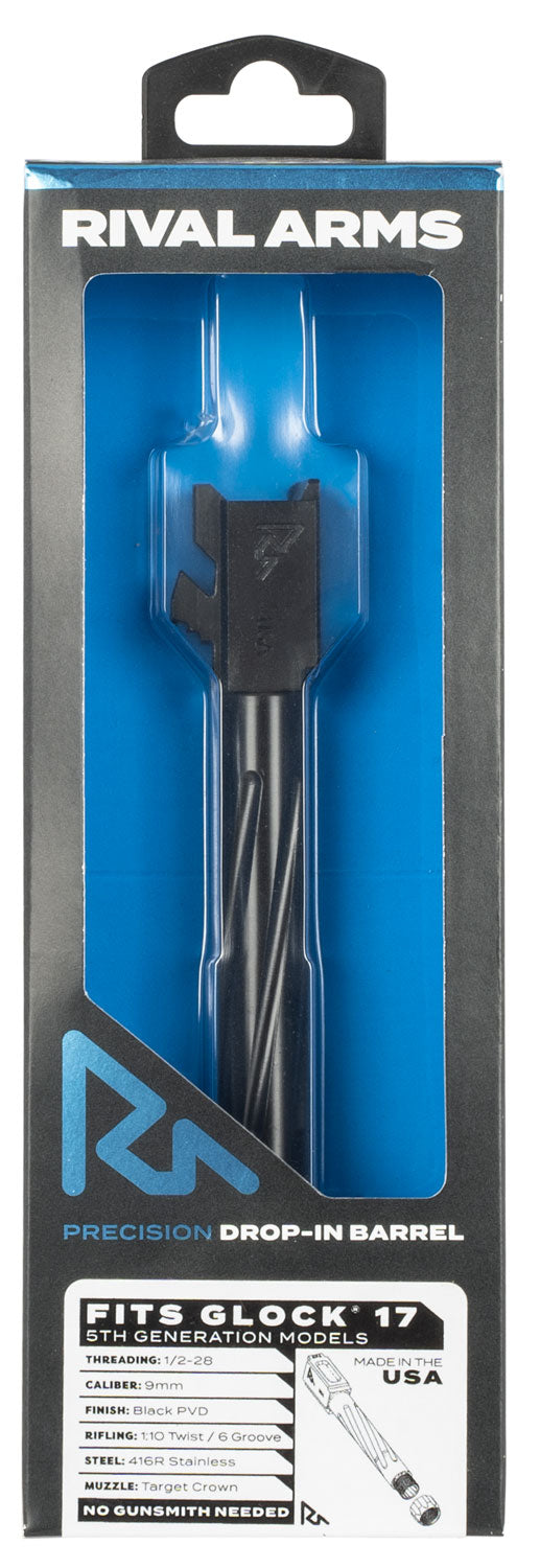 Rival Arms 9mm Luger 4.49" Precision V1 Threaded Drop-In Barrel Black PVD Finish Glock 17 Gen5