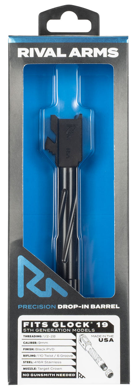 Rival Arms 9mm Luger 4.02" Precision V1 Threaded Drop-In Barrel Black PVD Finish Glock 19 Gen5