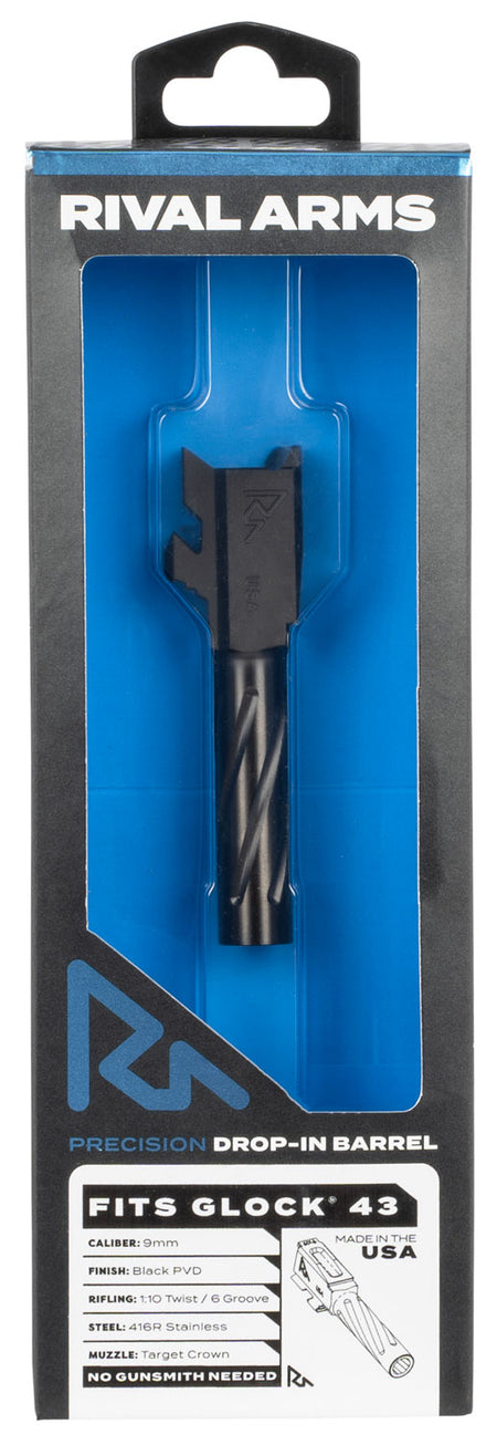 Rival Arms 9mm Luger 3.41" Precision V1 Drop-In Barrel Black PVD Finish Glock 43