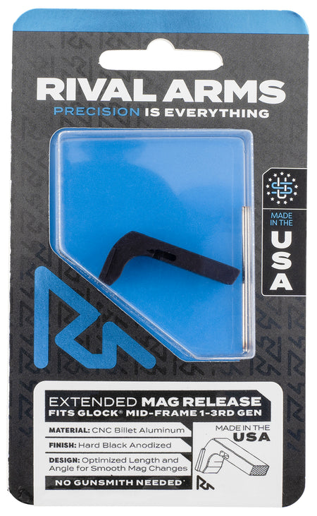 Rival Arms RA72G001A Black Anodized Aluminum Extended Mag Release Compatible with Glock Gen3