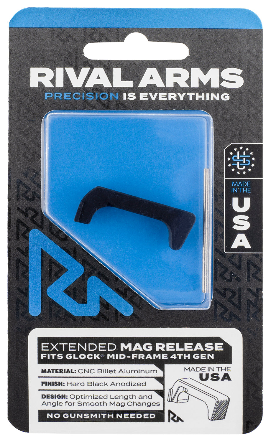Rival Arms RA72G002A Hard Black Anodized Aluminum Extended Mag Release for Glock Gen4