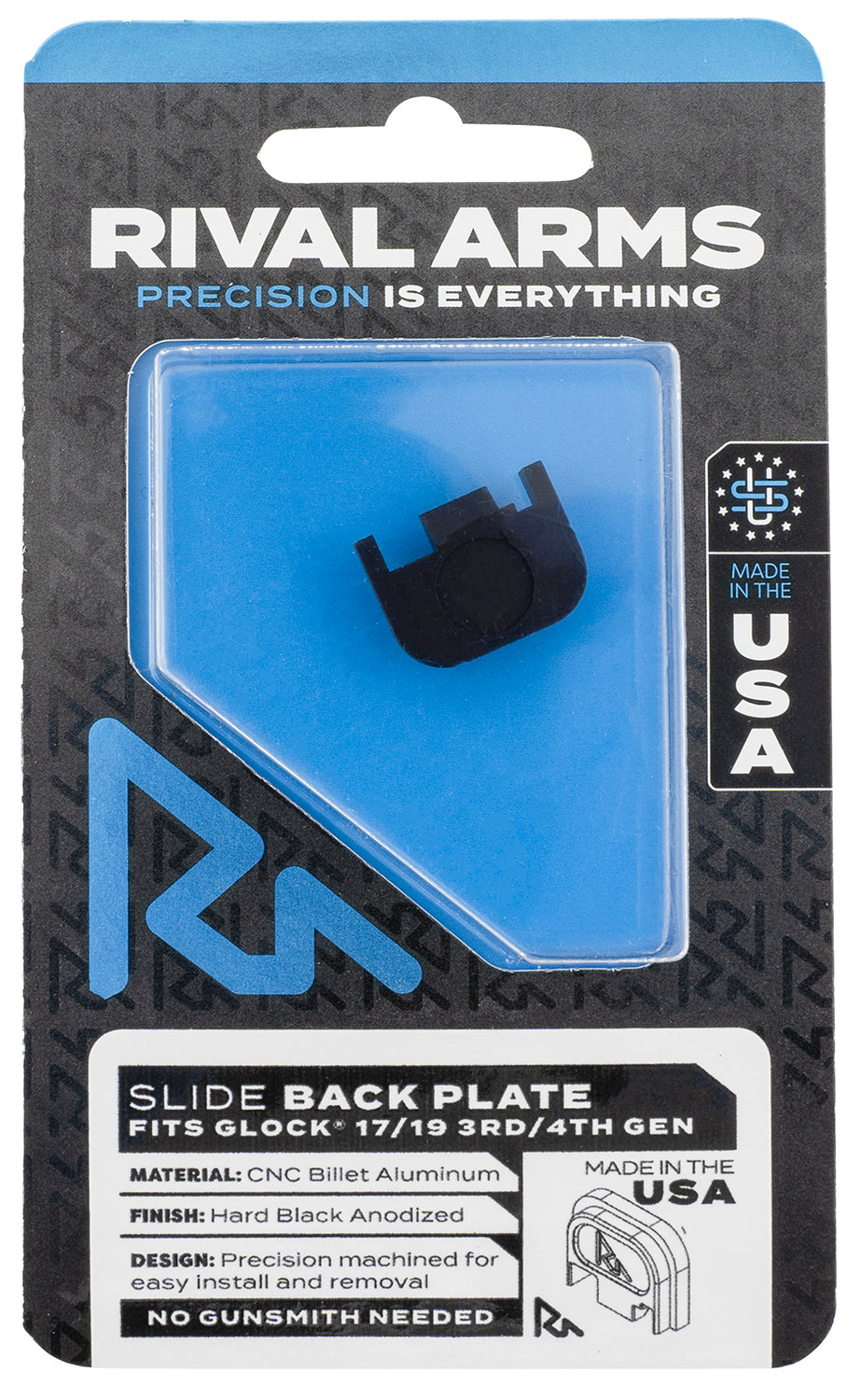 Rival Arms RA43G001A Black Anodized Aluminum Double Stack Slide Cover Plate for Glock 17/19 Gen3-4