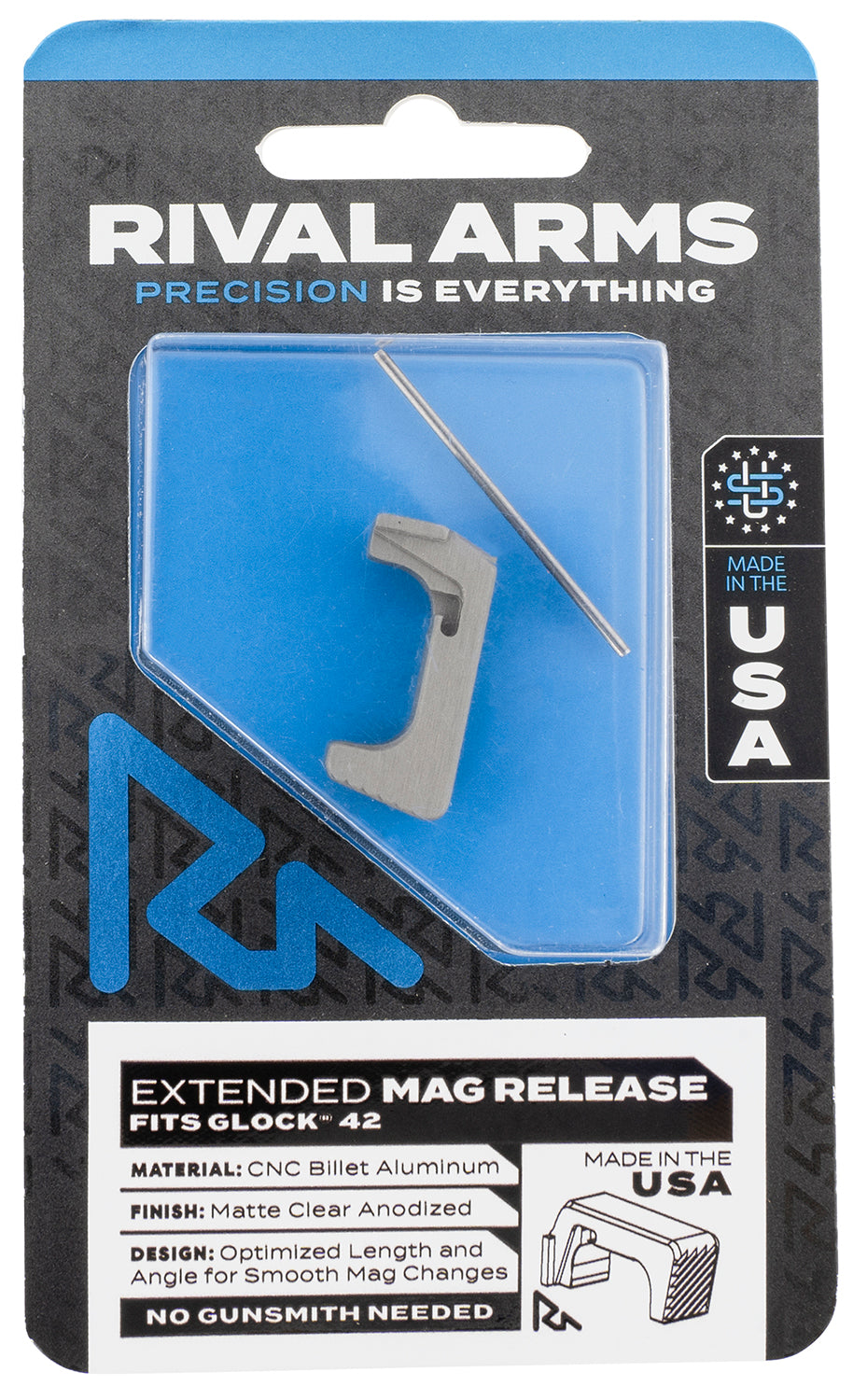 Rival Arms RA72S001D Dark Gray Aluminum Extended Mag Release for Sig Sauer P320