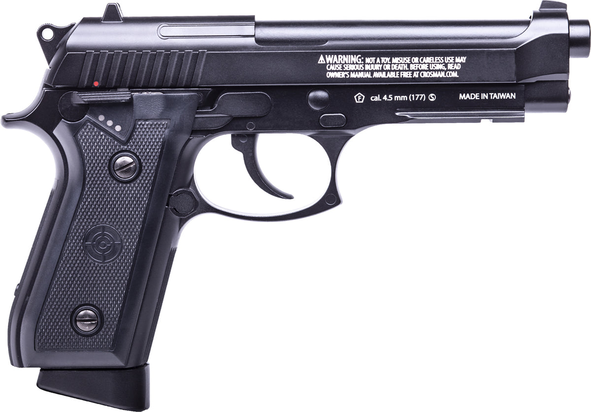 Crosman PFAM9B 177 Cal CO2 Full Auto BB Pistol 20-Round Drop-Out Magazine Full Metal Frame Blowback Black Grips