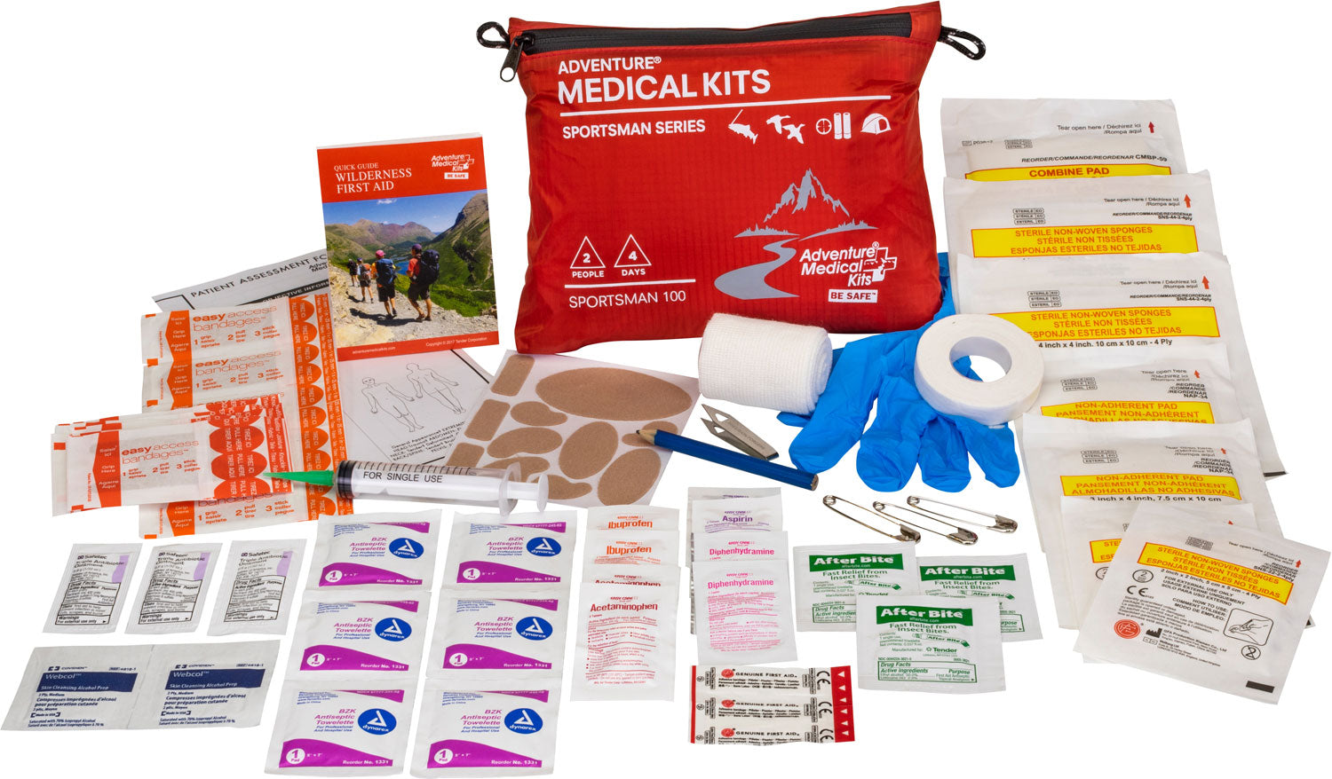 Adventure Medical Kits Sportsman 100 Red Waterproof First Aid Kit for Hunting and Fishing