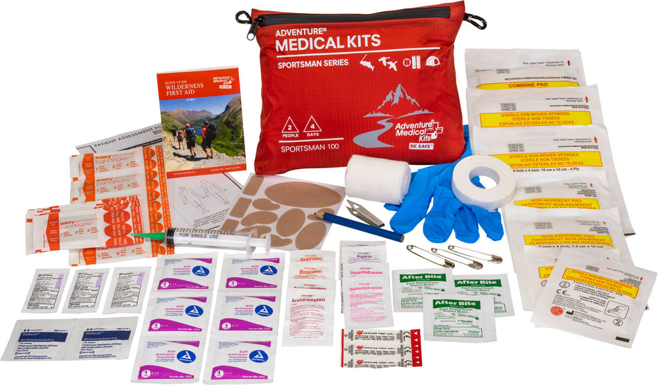 Adventure Medical Kits Sportsman 100 Red Waterproof First Aid Kit for Hunting and Fishing