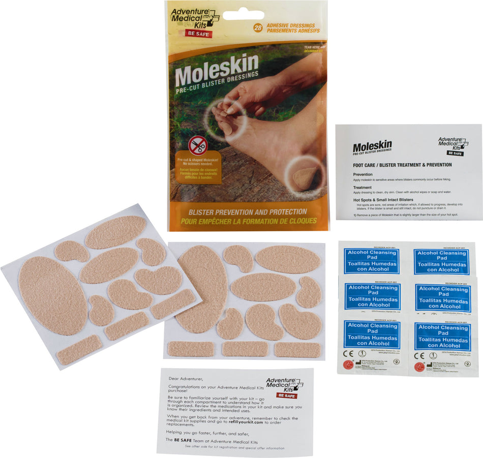 Adventure Medical Kits Moleskin Brown Precut Blister Prevention Dressing 22 Shapes for Hiking