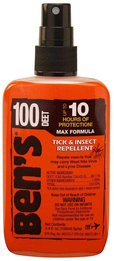 Ben's 00067080 Max DEET 100 Odorless Insect Repellent 3.40oz Travel Spray 10hr