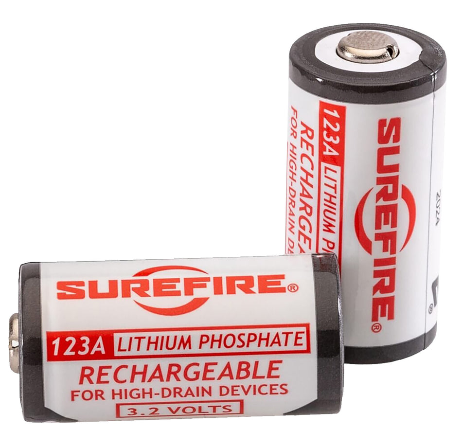 SureFire Rechargeable LFP 123A Batteries 3.2V 450mAh 2-Pack for Flashlights and WeaponLights