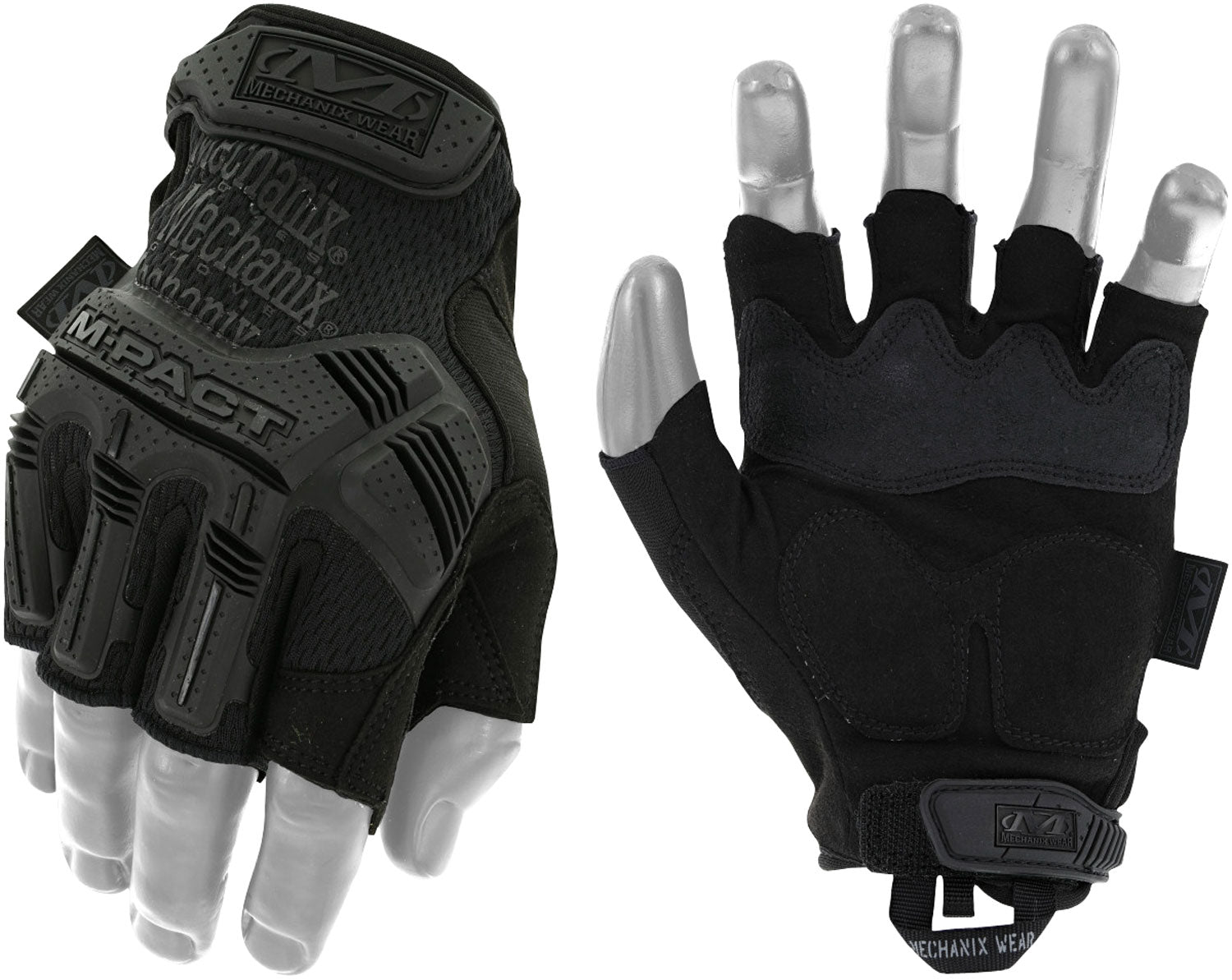 Mechanix Wear M-Pact Covert Fingerless Black Synthetic Leather XL Tactical Gloves TPR