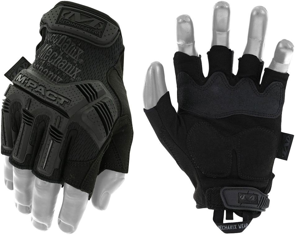 Mechanix Wear M-Pact Covert Fingerless Black Synthetic Leather XL Tactical Gloves TPR