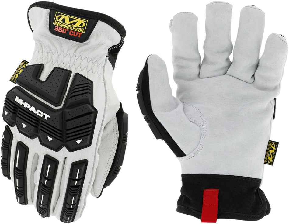 Mechanix M-Pact HD Driver F8-360 White DuraHide Leather Small Elastic Impact Glove LDMPHDX000