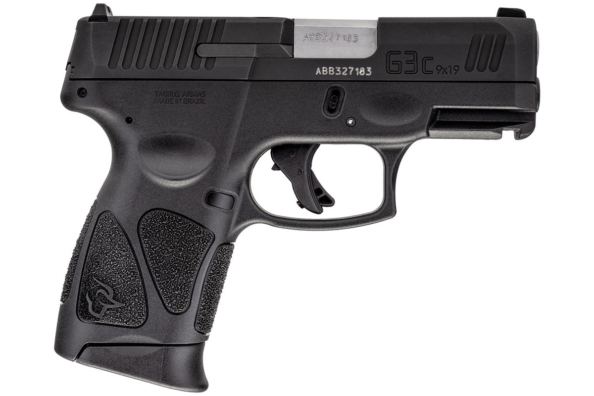 Taurus 1G3C931 G3C Compact Frame 9mm Luger 12+1 3.26" Matte Stainless Steel Barrel, Matte Black Tenifer Serrated Steel Slide, Black Polymer Frame w/Picatinny Rail, Black Polymer Grip, Right Hand