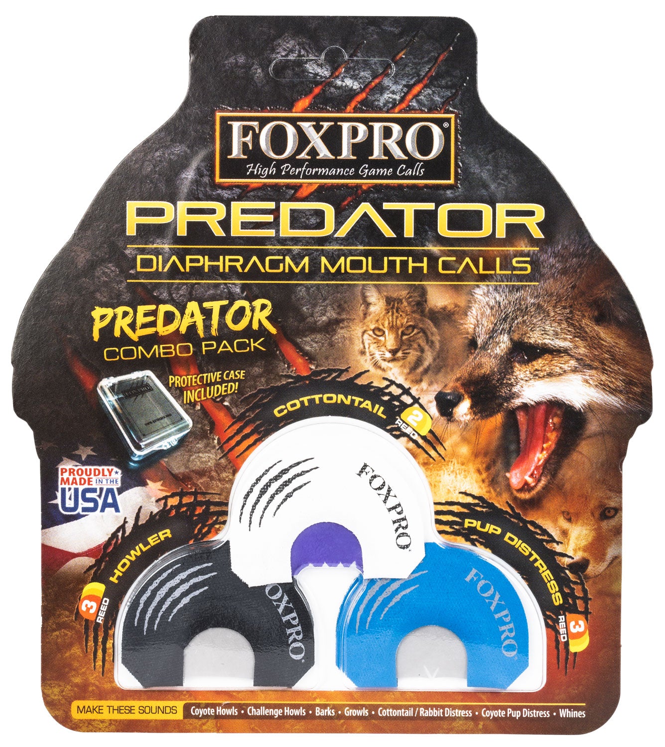 FOXPRO Predator Combo 3-Piece Diaphragm Coyote and Rabbit Call Set