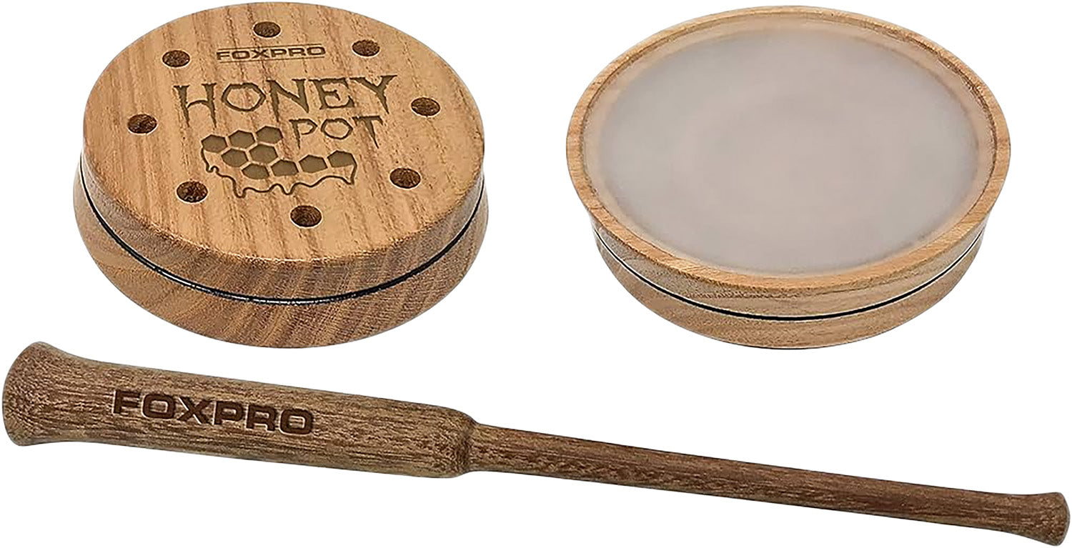 FOXPRO Honey Pot Crystal Turkey Pot Call, Natural Honey Locust Wood