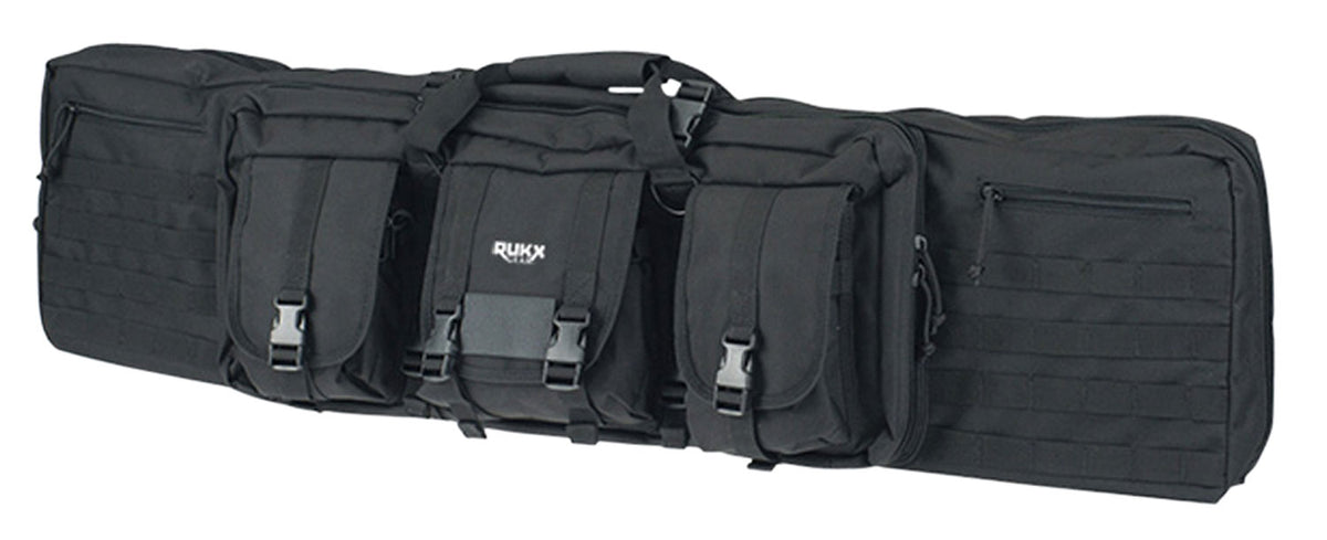 American Tactical Rukx Gear 42" Double Rifle Bag Black 600D Polyester Reinforced Velcro Padded Straps
