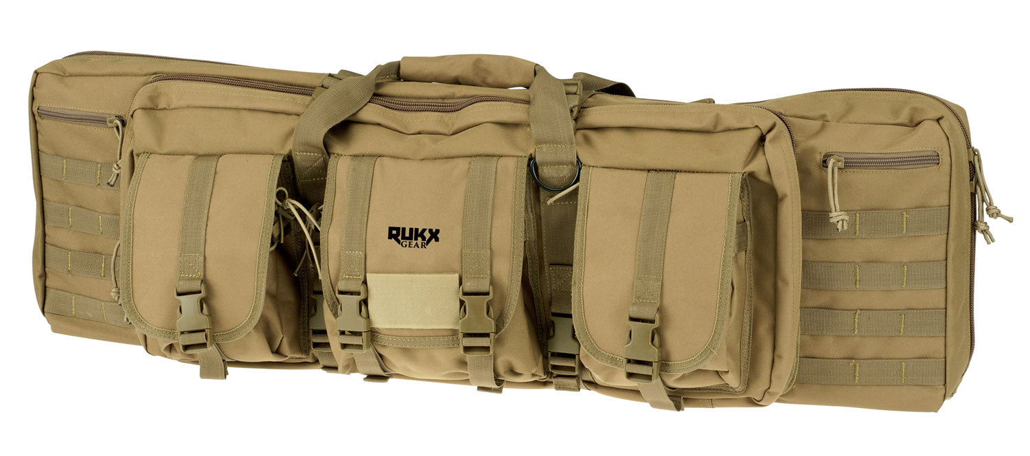 American Tactical Rukx Gear 42" Double Rifle Bag Tan 600D Polyester Reinforced Velcro Padded Straps