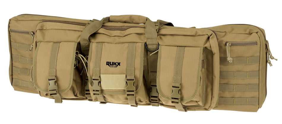 American Tactical Rukx Gear 42" Double Rifle Bag Tan 600D Polyester Reinforced Velcro Padded Straps