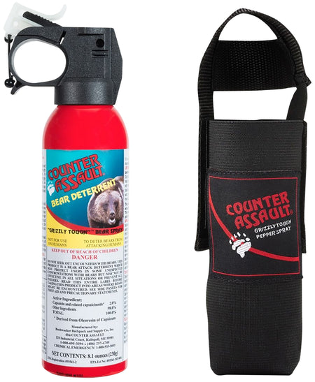 Counter Assault 15067025 Capsaicin Bear Spray 8.10 oz with Nylon Belt Holster 32 ft Range