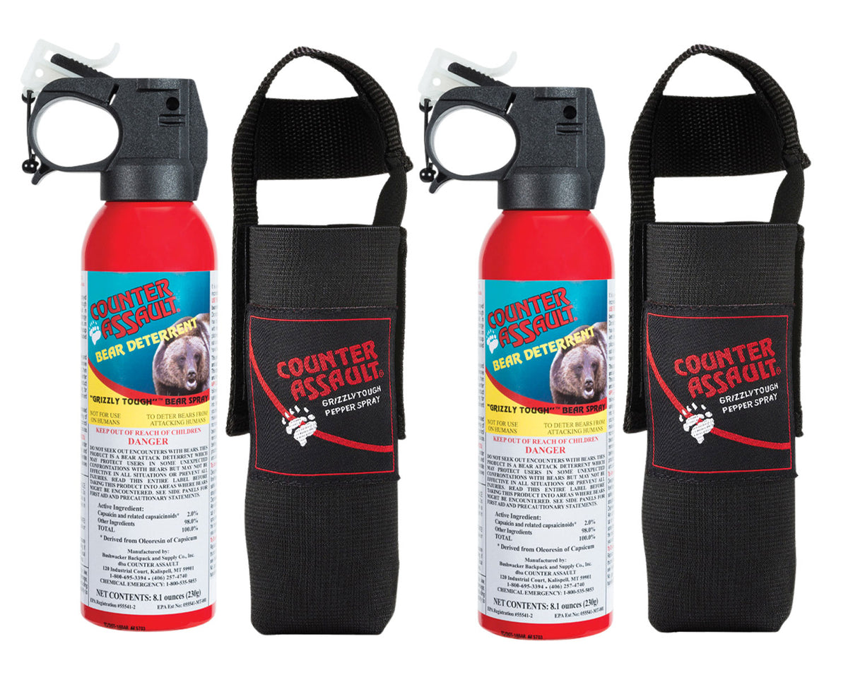 Counter Assault 15067015 8.10 oz Bear Deterrent Twin Pack 32ft Spray with Two Belt Holsters