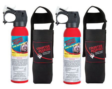 Counter Assault 15067015 8.10 oz Bear Deterrent Twin Pack 32ft Spray with Two Belt Holsters