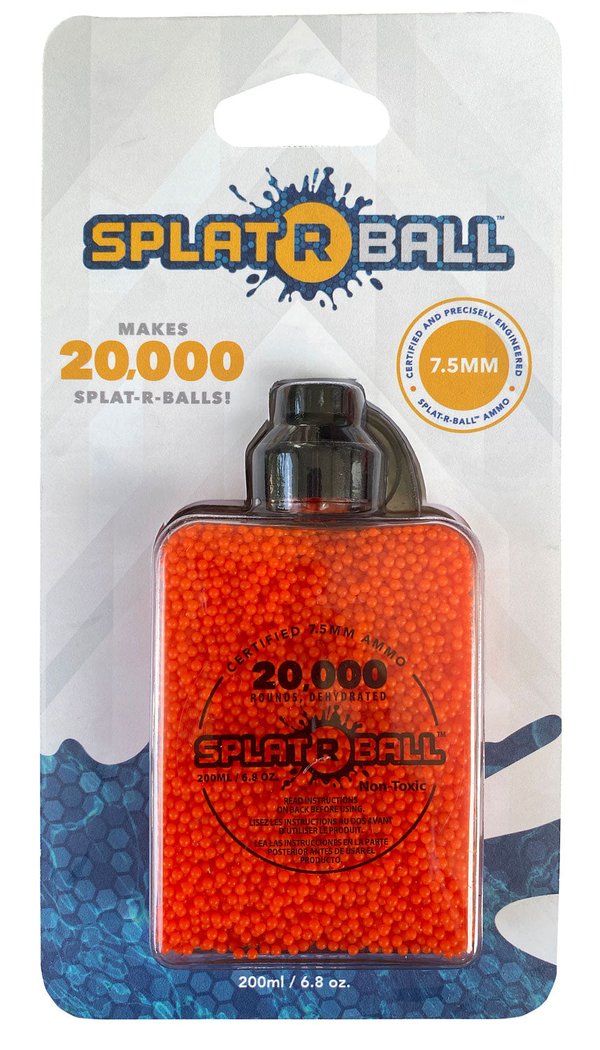 Splat R Ball Water Bead Ammo 7-7.5mm Polymer 20,000 Per Bottle