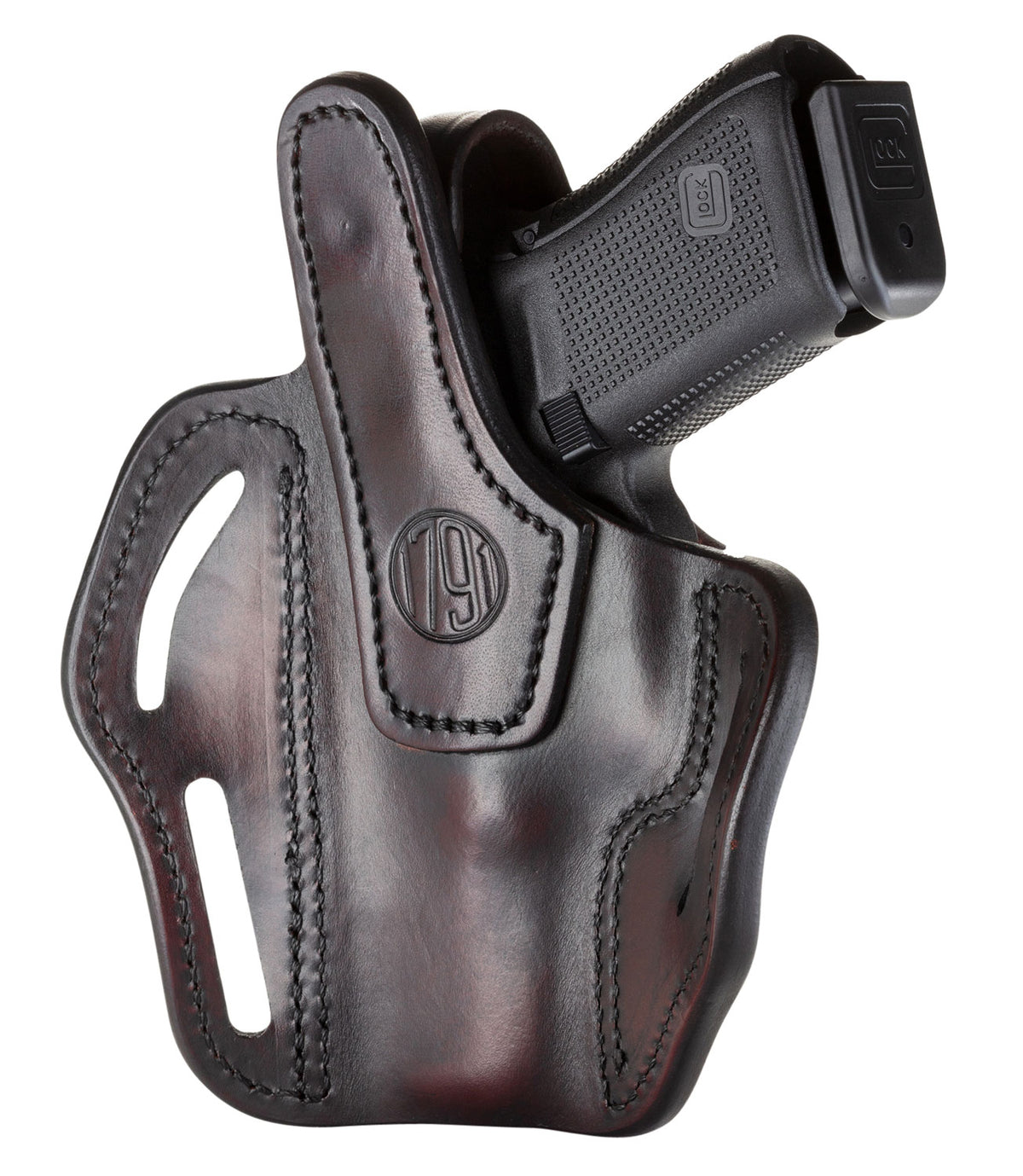 1791 BHX OWB Holster Size 03 Signature Brown Leather Belt Slide Compatible w/Glock 17/S&W M&P Shield/Sig P228 RH