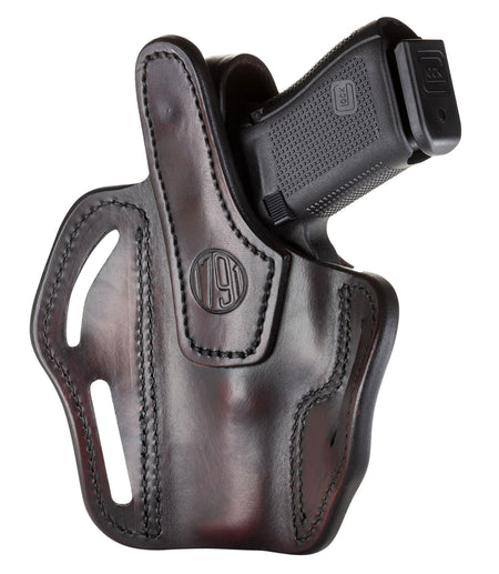 1791 BHX OWB Holster Size 03 Signature Brown Leather Belt Slide Compatible w/Glock 17/S&W M&P Shield/Sig P228 RH