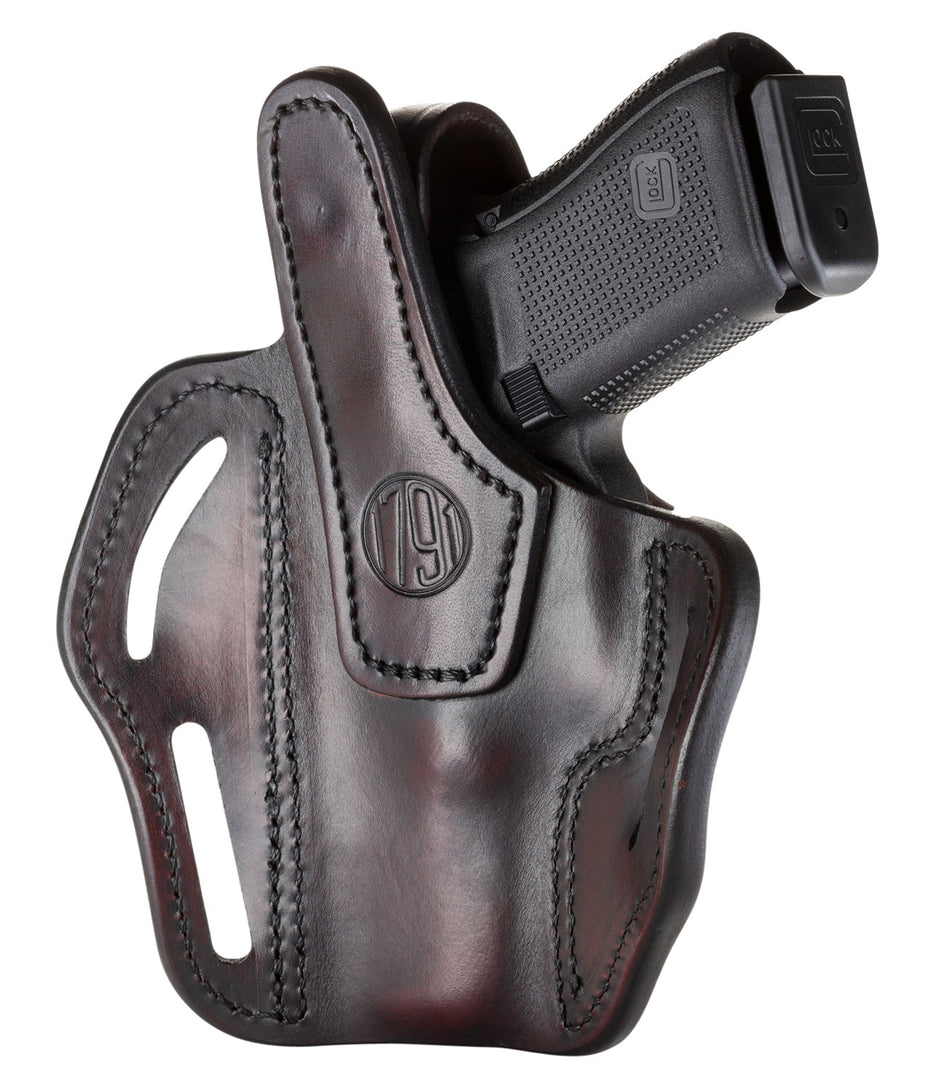 1791 BHX OWB Holster Size 03 Signature Brown Leather Belt Slide Compatible w/Glock 17/S&W M&P Shield/Sig P228 RH