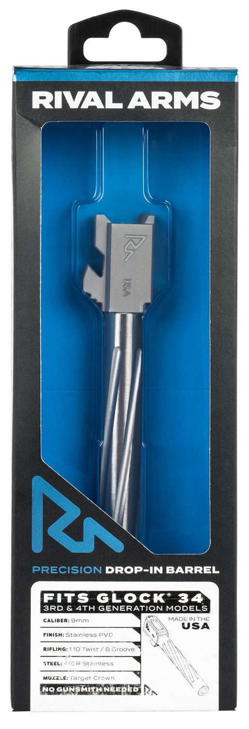 Rival Arms 9mm Luger 5.31" Precision V1 Drop-In Barrel Stainless PVD Finish Glock 34 Gen3-4