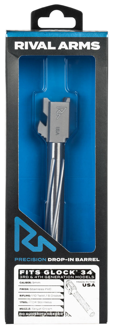 Rival Arms 9mm Luger 5.31" Precision V1 Drop-In Barrel Stainless PVD Finish Glock 34 Gen3-4