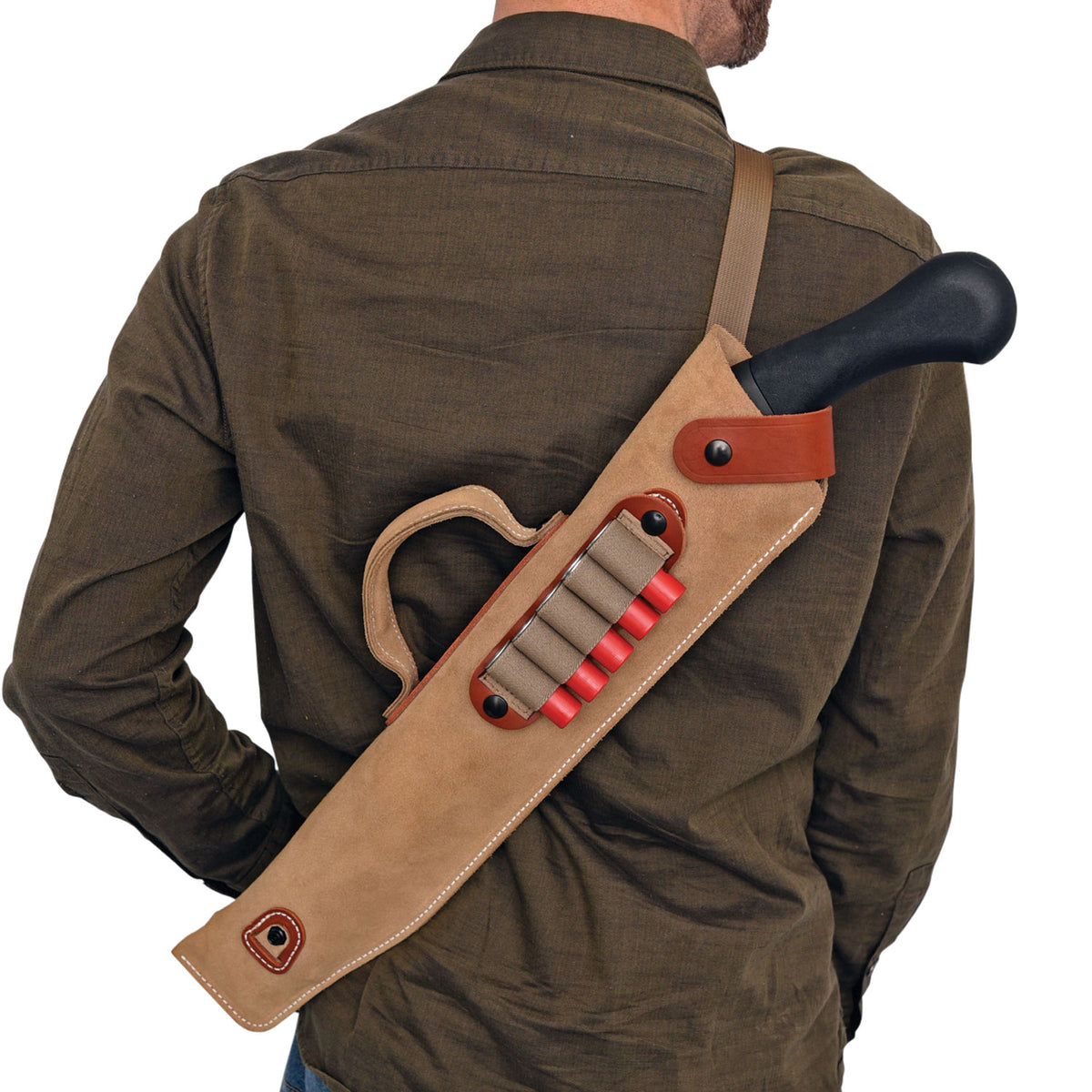 DeSantis Gunhide A88NJG1Z0 14" Kurz Shotgun Scabbard Natural Leather .410 Removable Ammo Carrier