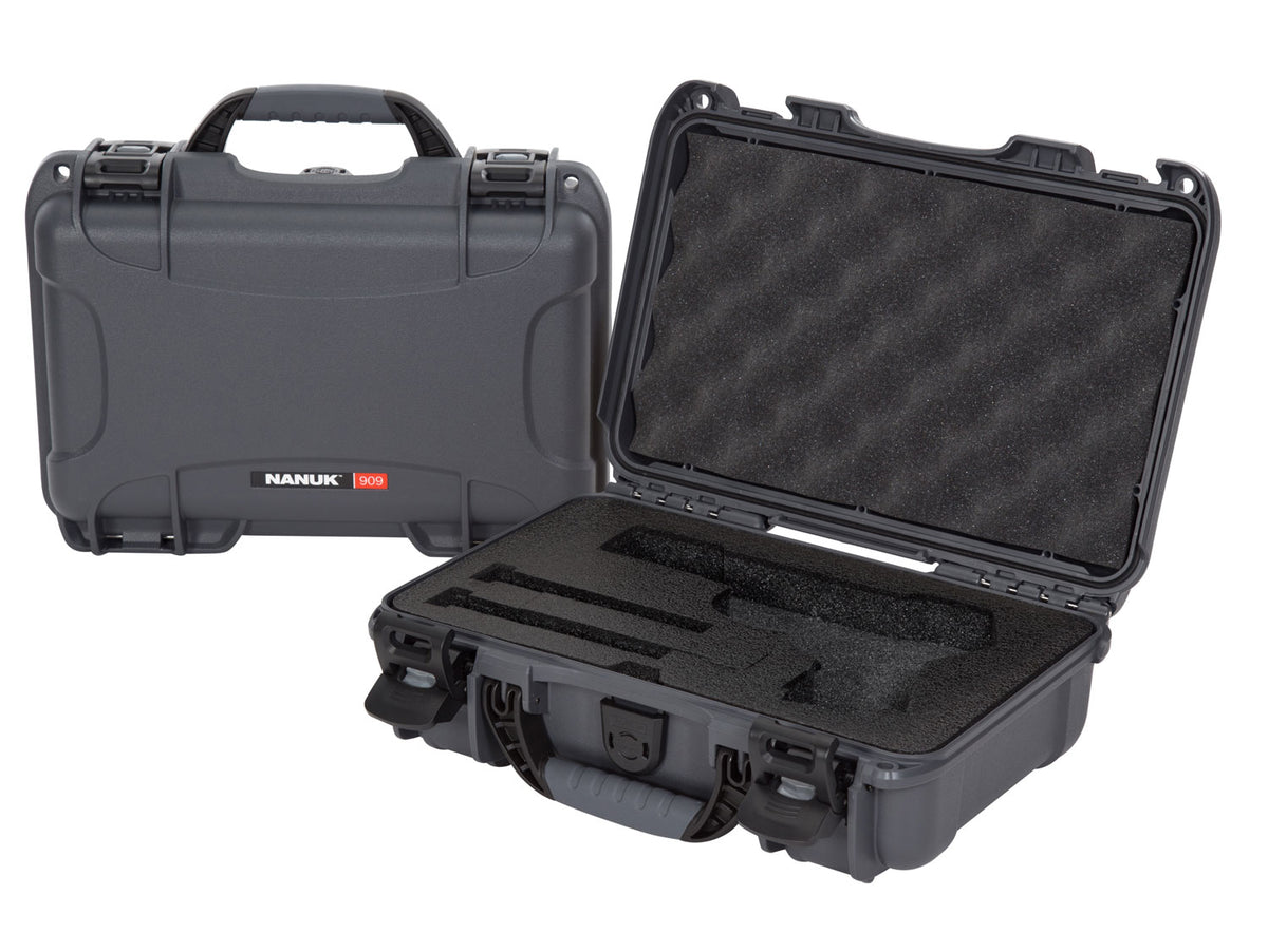 Nanuk 909CLASG7 Graphite Waterproof Pistol Case Classic Foam-Lined 11.44" L x 7" W x 3.68" H