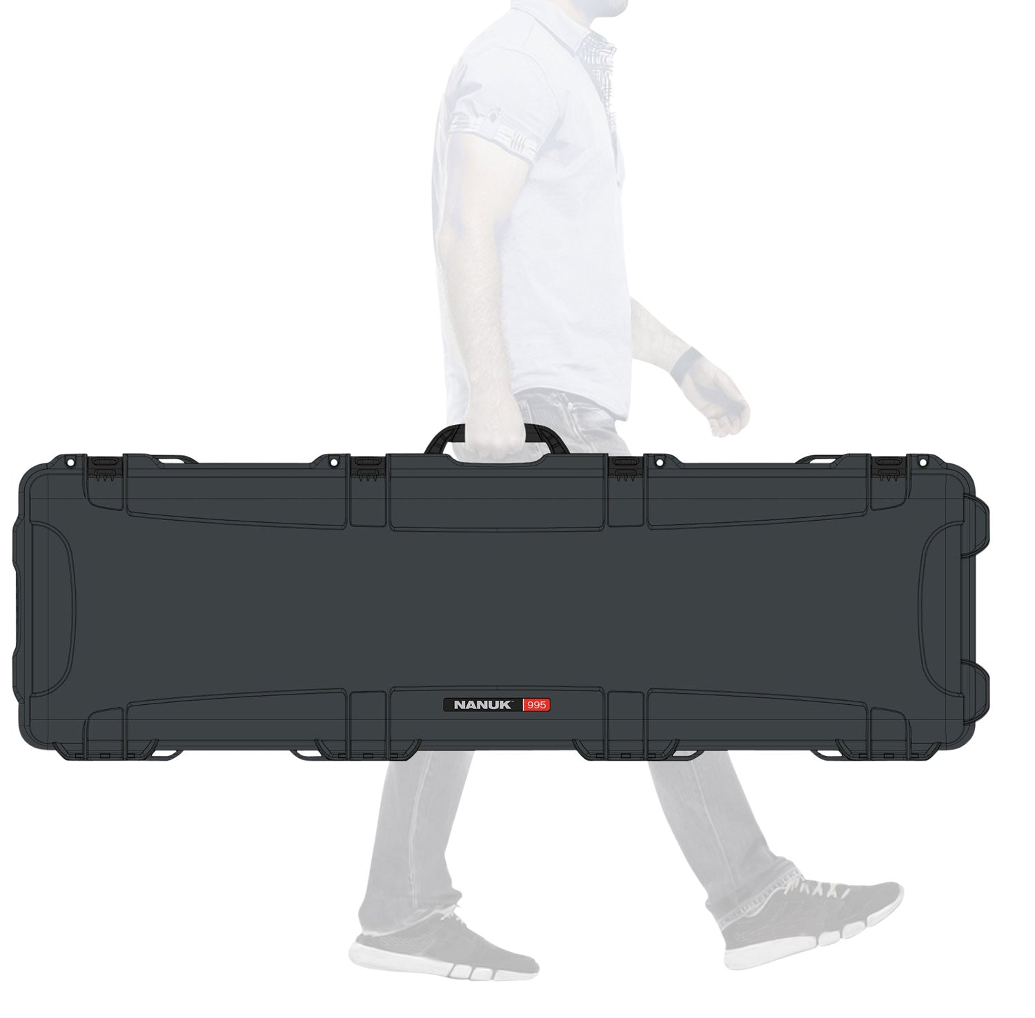 Nanuk 995 Waterproof Graphite Hard Case for Rifles 52" L x 14.50" W x 6" H Interior