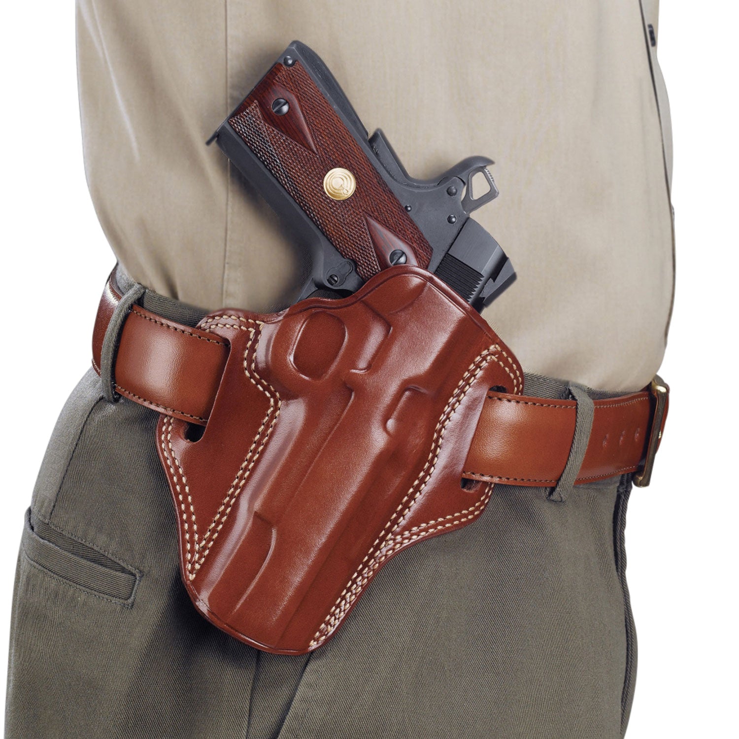 Galco CM800 Tan Leather Outside Waistband Combat Master Holster, Glock 43/43X/Springfield Hellcat/Taurus GX4, Right Hand