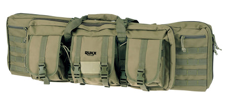 Rukx Gear Tactical Double Gun Case 42" Green Non-Rust Zippers Reinforced Velcro