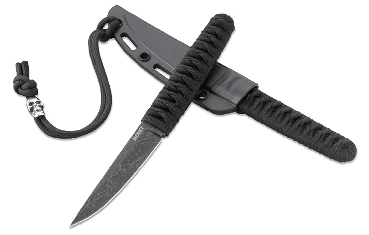 CRKT Obake 2367 3.64" Fixed Dual Edge Gray TiCN 8Cr14MoV SS Blade, Nylon Cord Stainless Steel Handle with Sheath