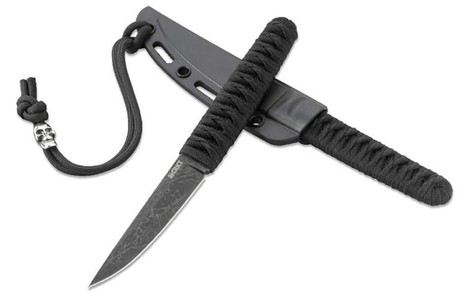 CRKT Obake 2367 3.64" Fixed Dual Edge Gray TiCN 8Cr14MoV SS Blade, Nylon Cord Stainless Steel Handle with Sheath