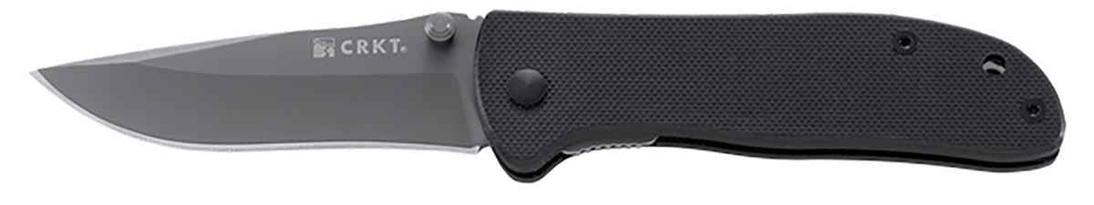 CRKT Drifter 6450K 2.88" Plain Gray TiCN 8Cr14MoV SS Blade, Black G10 Handle with Stainless Pocket Clip