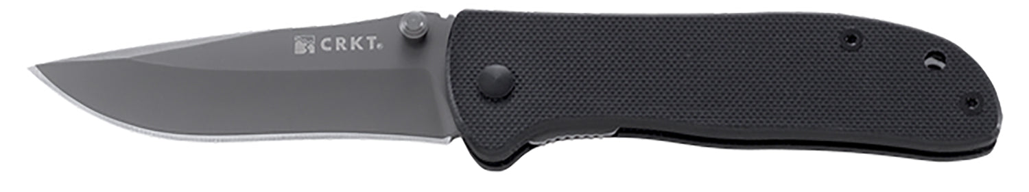 CRKT Drifter 6450K 2.88" Plain Gray TiCN 8Cr14MoV SS Blade, Black G10 Handle with Stainless Pocket Clip