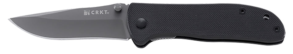 CRKT Drifter 6450K 2.88" Plain Gray TiCN 8Cr14MoV SS Blade, Black G10 Handle with Stainless Pocket Clip