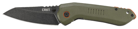 CRKT Overland 6280 3" Sheepsfoot Plain Edge Stonewashed 8Cr13MoV SS Blade, Green G10 and Stainless Handle with Clip