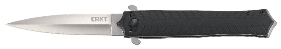 CRKT Xolotl 2265 3.64" Satin 4116 Stainless Spear Point Plain Edge Folding Blade, Black G10 Handle Includes Clip