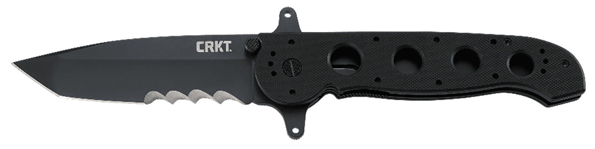 CRKT M16-14SFG M1614SFG 3.99" Folding Tanto Serrated Black TiN Coated 4116 Stainless Blade, Black G10 Handle with Clip