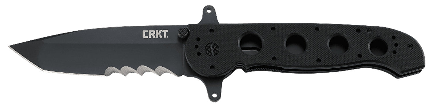 CRKT M16-14SFG M1614SFG 3.99" Folding Tanto Serrated Black TiN Coated 4116 Stainless Blade, Black G10 Handle with Clip
