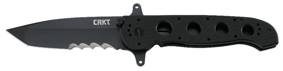 CRKT M16-14SFG M1614SFG 3.99" Folding Tanto Serrated Black TiN Coated 4116 Stainless Blade, Black G10 Handle with Clip